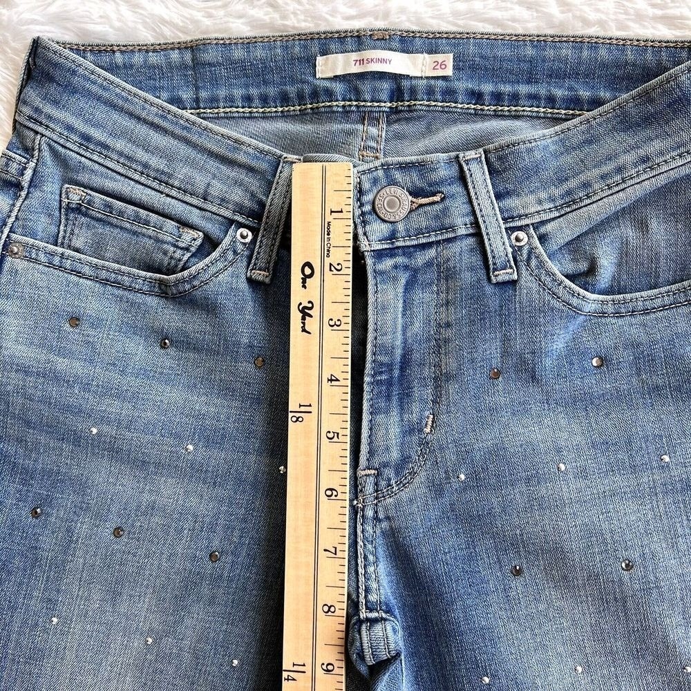Levi's Women's Jeans 711 Skinny Blue Jeans 26 Rhinestone Stretch - Picture 8 of 14